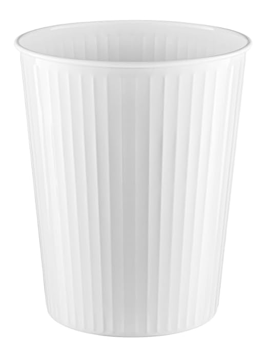 Monarch Abode Metal Bathroom Trash Can â Waste Basket for Bedroom, Office Desk, & Dorm, Handcrafted Ridge Embossed, Durable Decorative White Small Trash Can Bathroom Garbage Bin Wastebasket