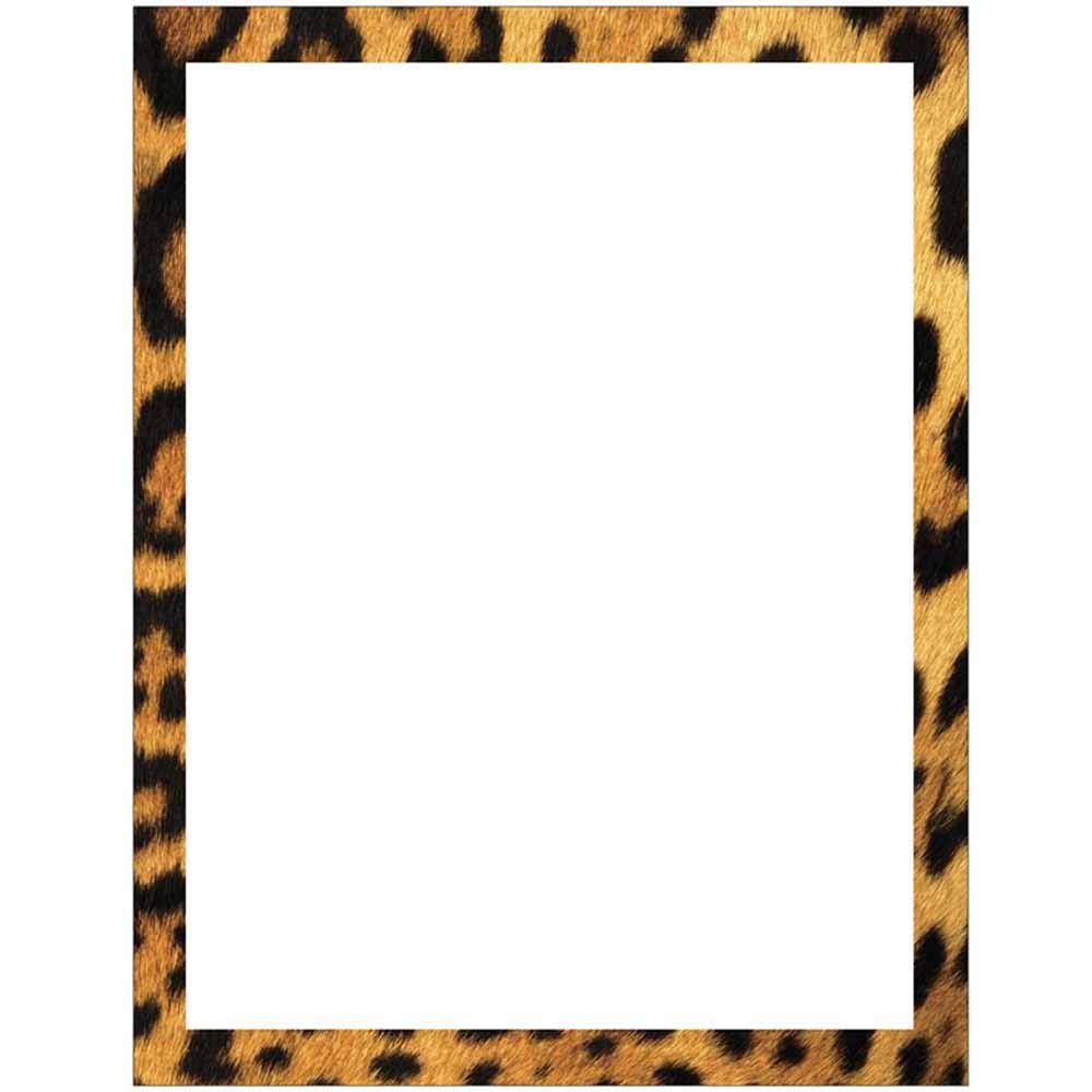 Leopard Print Border Stationery Letter Paper - Wildlife Animal Theme Design - Gift - Business - Office - Party - School Supplies