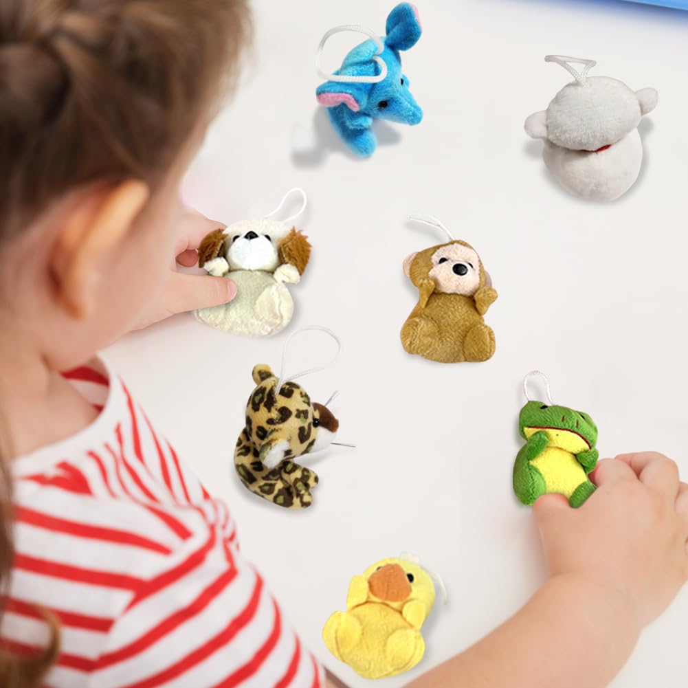CAMIRUS 24Pack Mini Animal Plush Toy Set, Cute Assortment Keychain Toys, Small Stuffed Animal Set Gifts for Kids, Christmas Stocking Stuffer, Easter Egg Filler, Valentine Classroom Prize