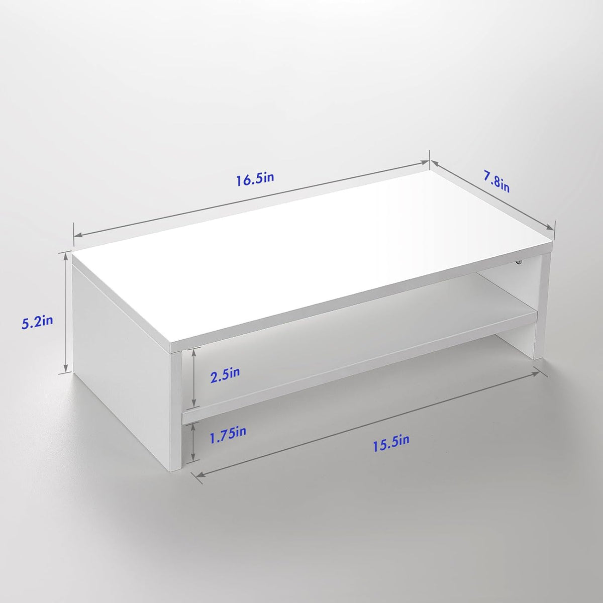 Desk,2 16.5 7.8 5.2 inch BEYGORM White Monitor Stand Riser for Tiers Wood Desk Shelf Computer Screen Stand with Storage