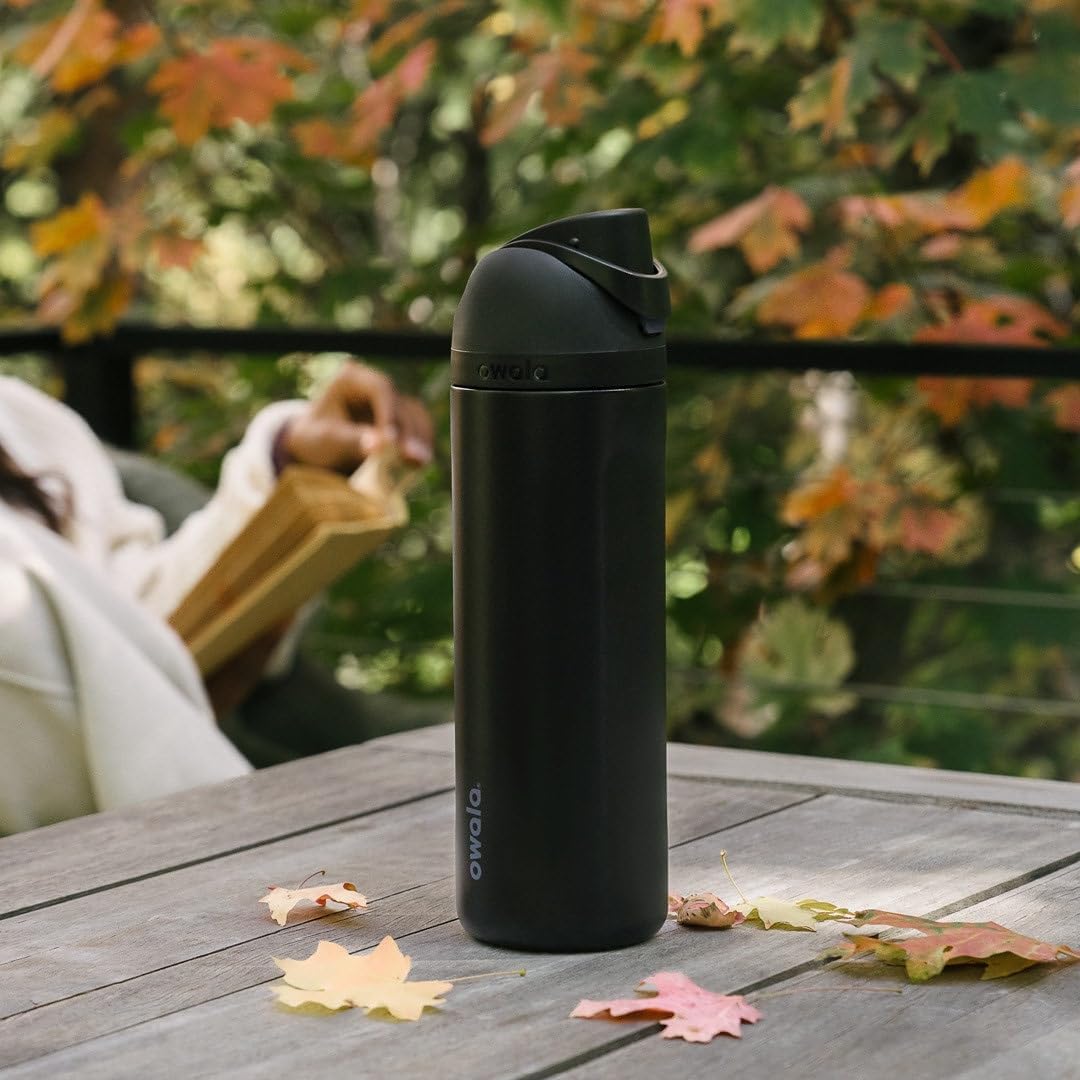 Owala FreeSip Insulated Stainless Steel Water Bottle - 24 oz BPA-Free for Sports & Travel | Grey/Yellow