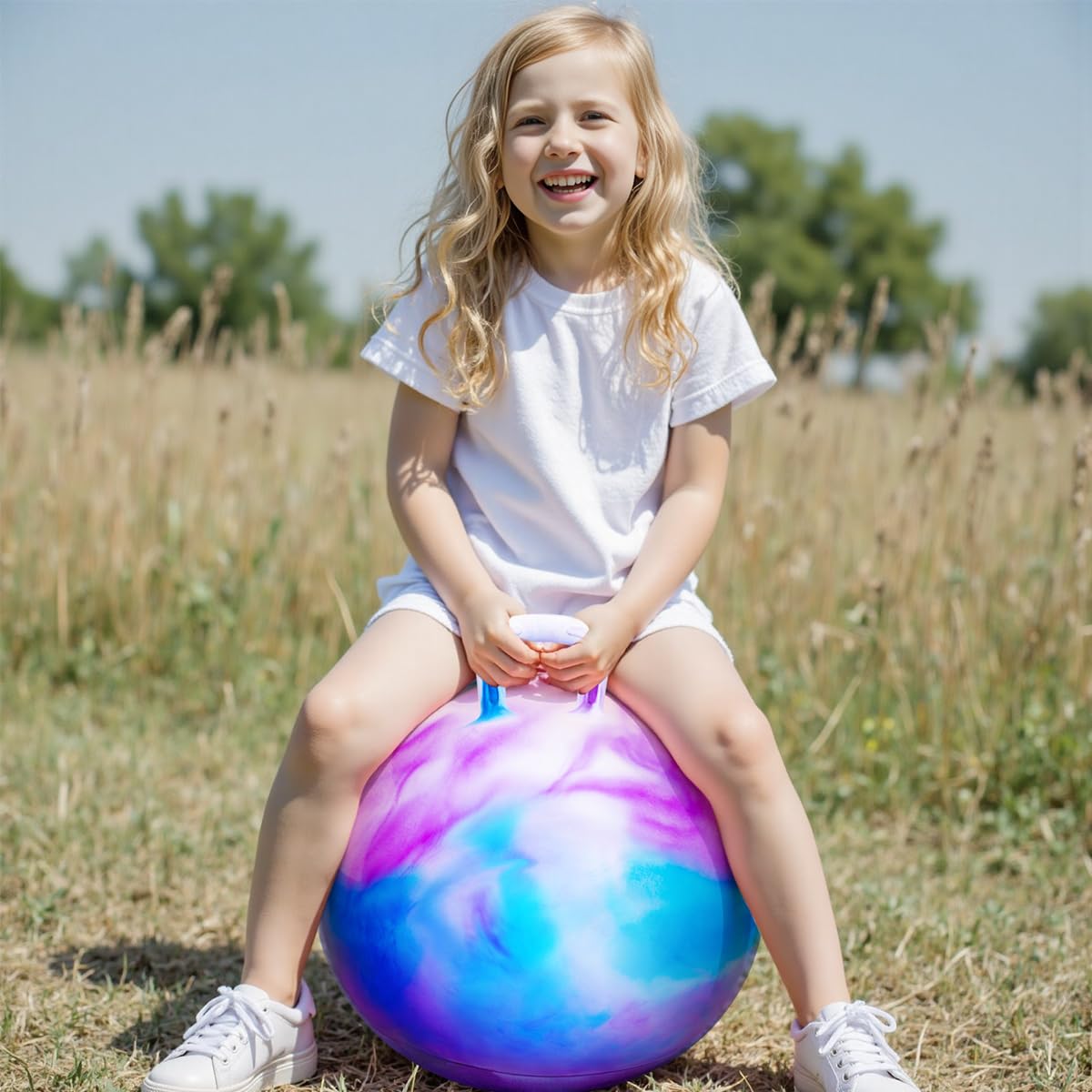 PlayZap Hopper Balls for Kids 10+, 22 Inches Bouncy Ball with Handle, 22" Inflatable Bouncing Hopper, 55cm Bouncing Toys, Big Hopping Toys for Boys Girls Gifts