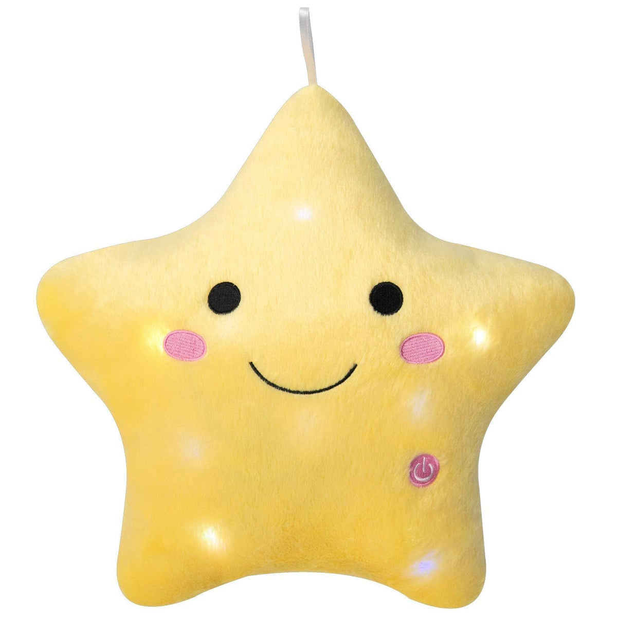 DearSun 13.8" Light Up Twinkle Star Pillow, LED Star Plush Pillow with Colorful Night Lights, Soft Glowing Stuffed Star Toy Cute Throw Pillow for Kids, Birthday Gift, Bedroom, Nursery(Yellow)