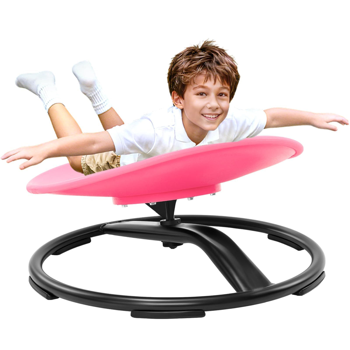 Zhenx Spinning Chair for Autistic Kids (Ages 3-18) - 220LBS Capacity Sensory Swivel Seat - Sensory Toy for Teens with ADHD/Autism - Sit and Spin Calming Gift to Improve Focus & Body Balance (Pink)
