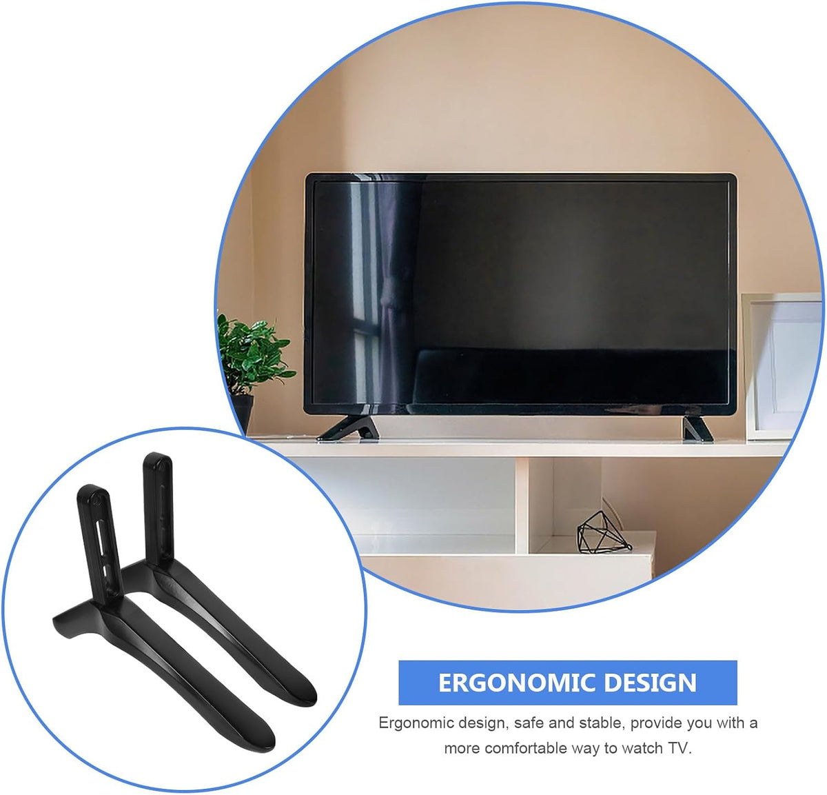 VALICLUD TV Base Pedestal Stable TV Stand Replacement with Screws Black Holder for Home Living Room Furniture Media