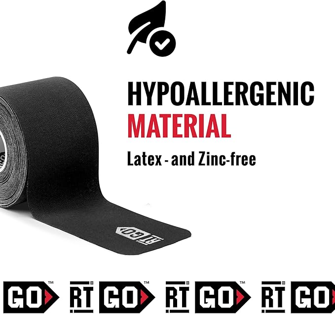 RockTape Go Gentle Adhesive Pre-Cut Kinesiology Tape (Black)