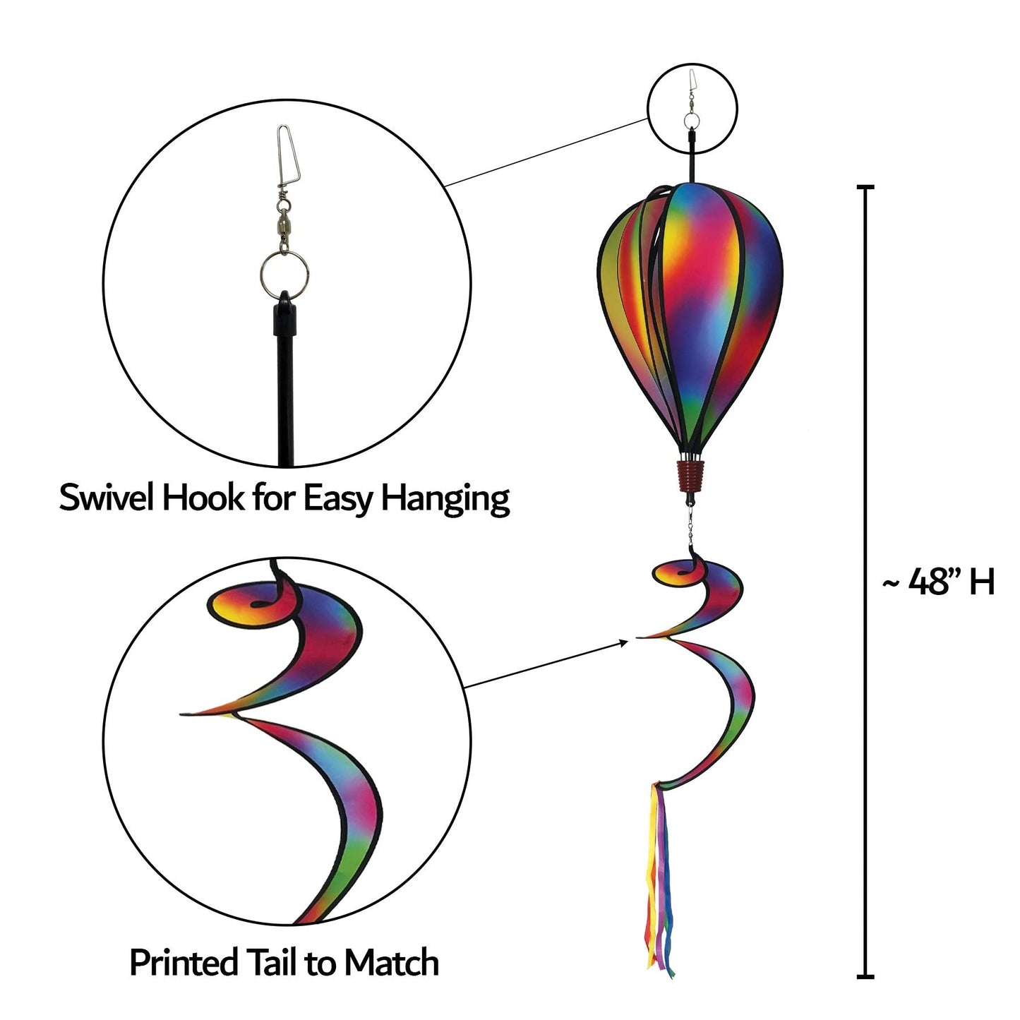In the Breeze 0977 Jewel Hot Air Balloon Spinner-Outdoor Hanging Decoration