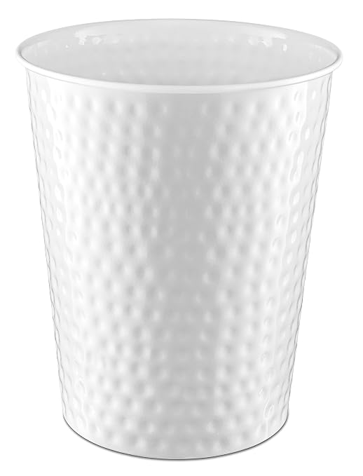 Monarch Abode Metal Bathroom Trash Can â Waste Basket for Bedroom, Office Desk, & Dorm, Hand Hammered, Durable Decorative White Small Trash Can Bathroom Garbage Bin Wastebasket