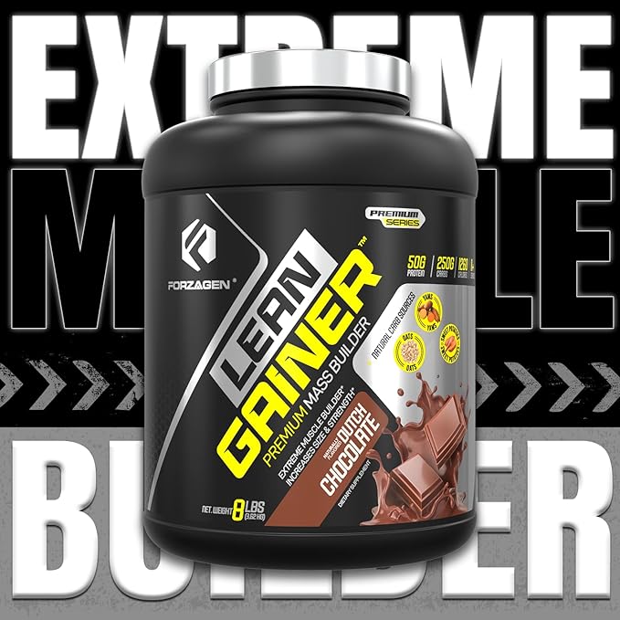 Forzagen Lean Gainer Premium Mass Builder | Mass Gainer Protein Powder for Men & Women | High Calorie Protein, Weight Gain, Bulk, Muscle Building Supplement | Dutch Chocolate, 8 lbs. (11 Servings)