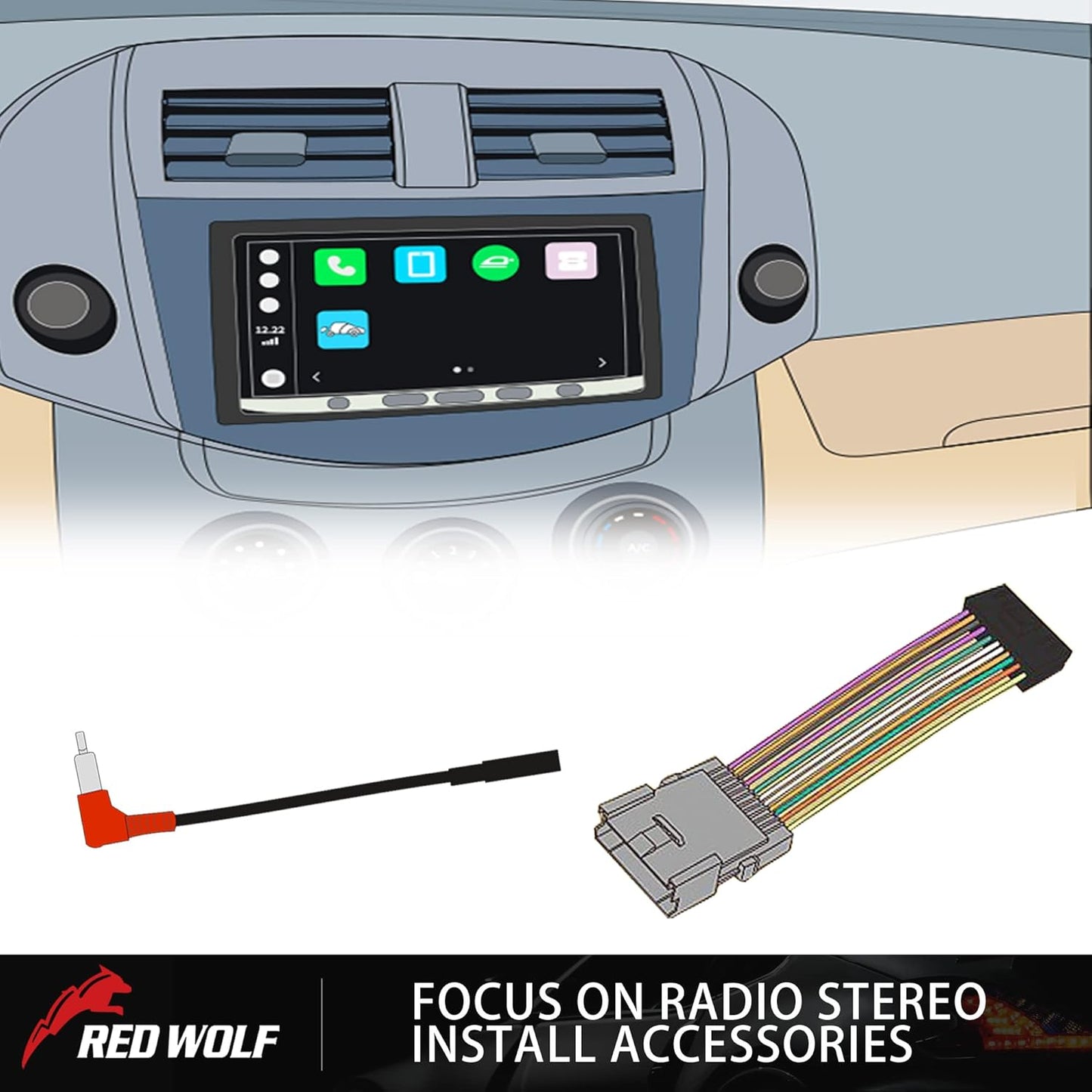 2002-2007 RED WOLF Car OE Radio Wire Harness Female Plug GM GMC Sierra Chevy Silverado Buick Cadillac Pontiac Replace