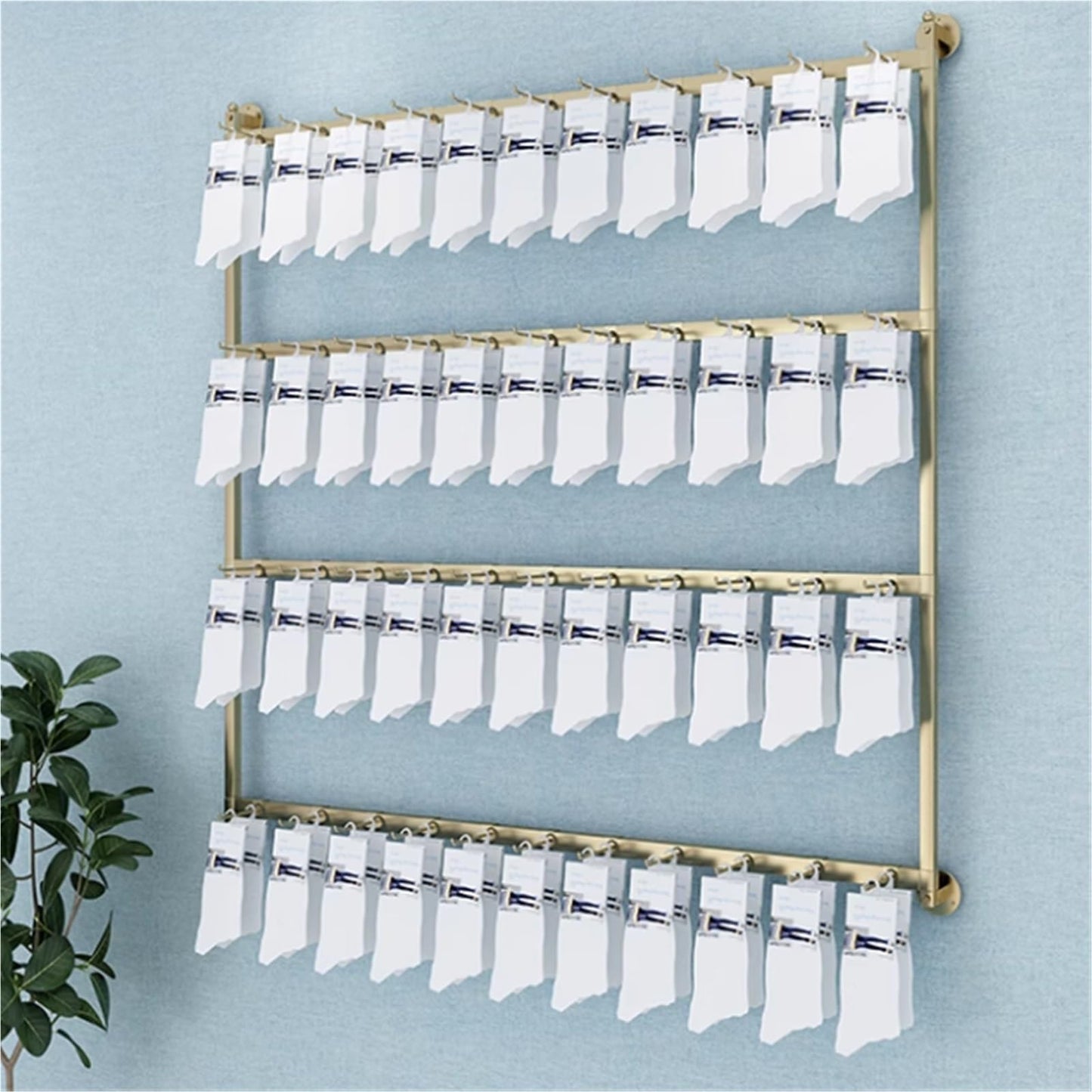 4 Tier Sock Underwear Display Stand, Metals, Retail Showshelves, Lingerie Bra Rack Swimsuit Organizer Hanger, Commercial Clothing Store Shelf, for Shorts, Hats(Gold,80 * 100cm)