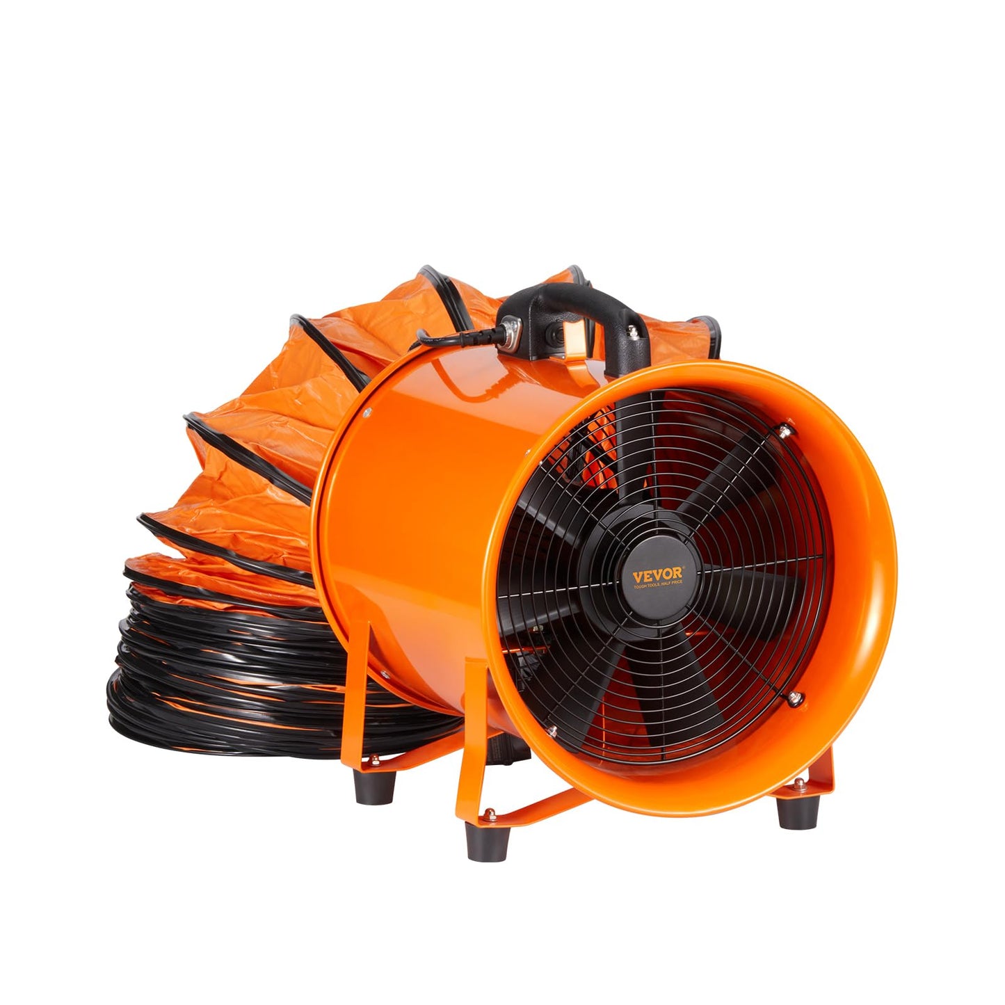 VEVOR Air Mover Blower Fan 8 Inch, 1070CFM 195W with 33ft Flexible Duct, Industrial Portable Ventilator Blower/Exhaust