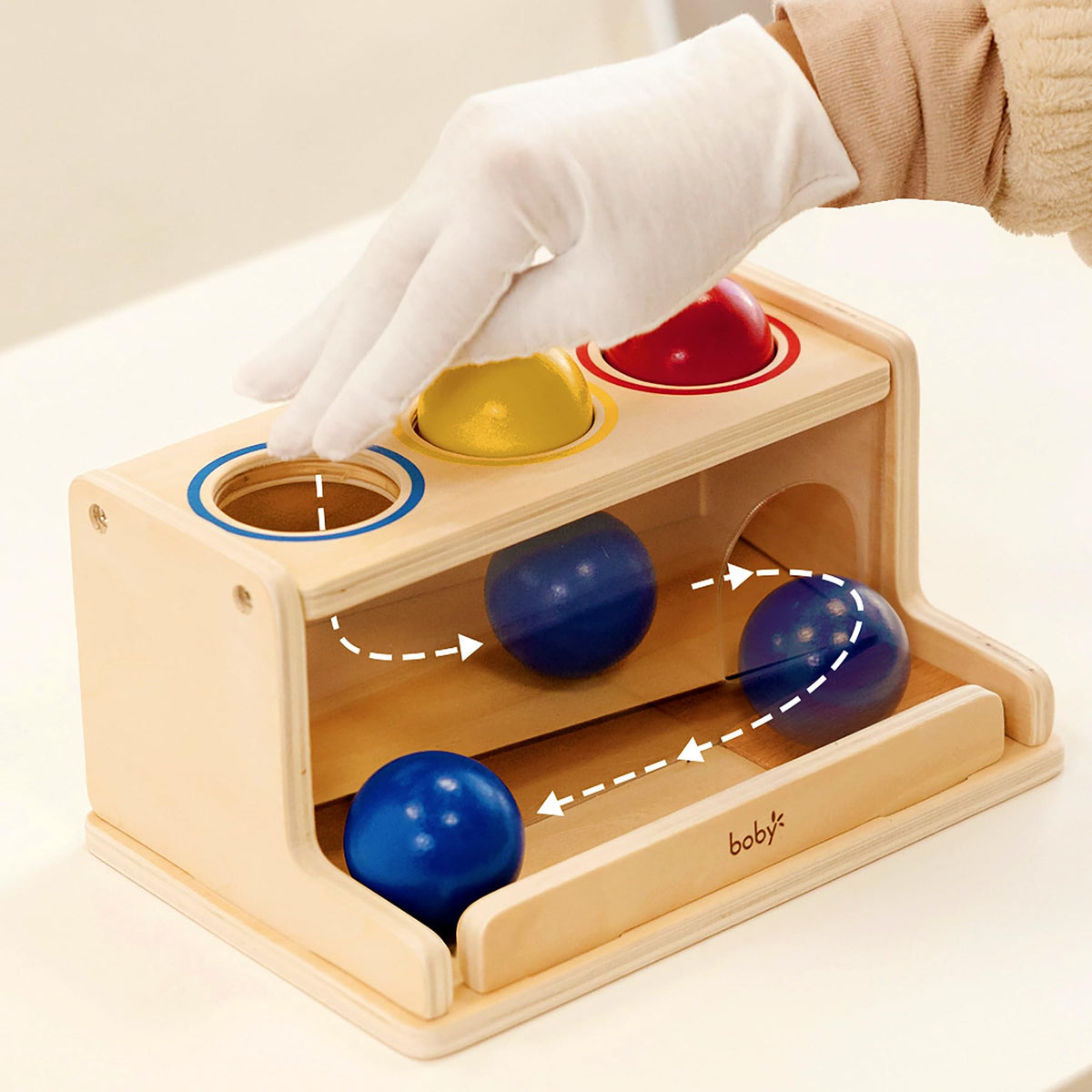 Dailyfunn Montessori Toys Object Permanence Box, Ball Tracker Drop Push Toy for Boy Girl Baby Toddler Kid Preschooler 1-3 Years Old