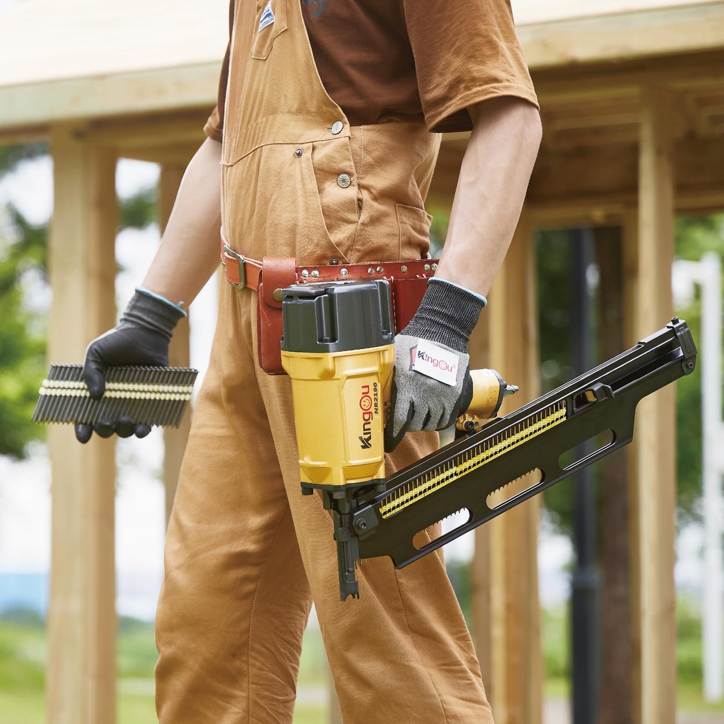 KingOu NR2190 21 Degree Plastic Strip Framing Nailer Aluminum Magazine ( Covers The Functions Of NR2183 Framing Nailer) Can Use 3.5 Inch Length Nails