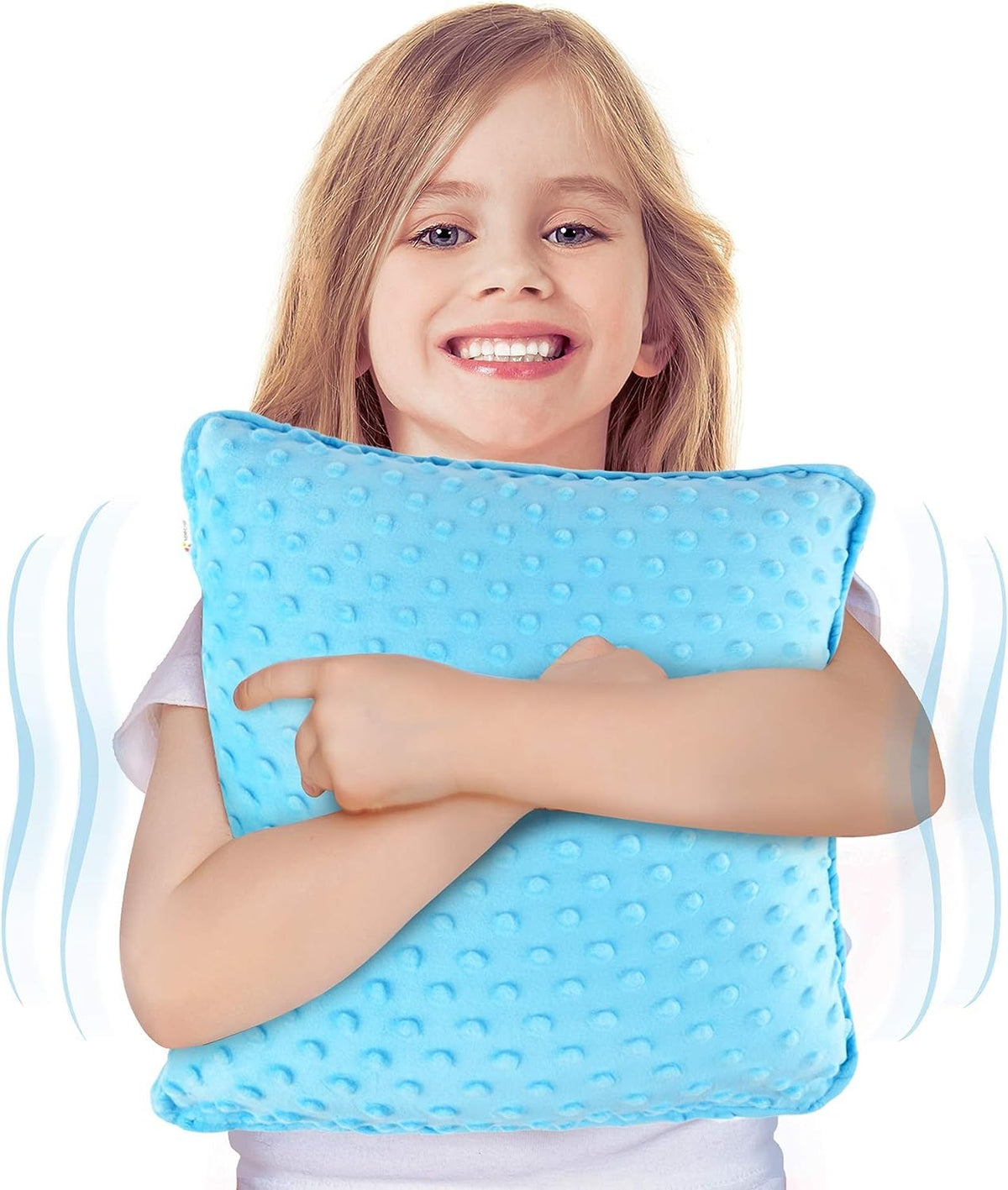 Special Supplies Vibrating Pillow Sensory Pressure Activated for Kids and Adults, 12” Plush Minky Soft Cover, Textured Therapy Stimulation Bumps-Vibrations, Music & Voice Recording (Blue)