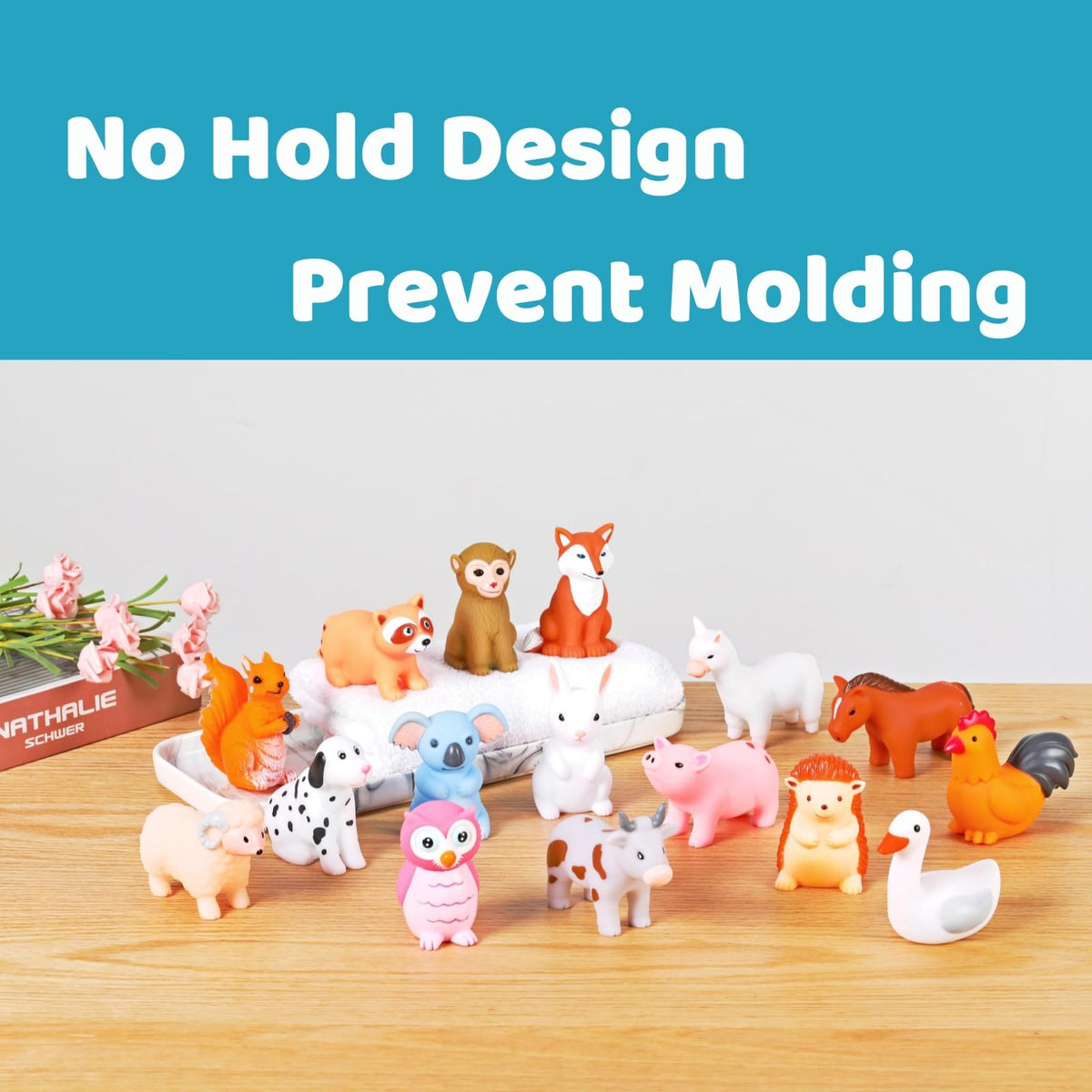 XY-WQ Bath Toys No Hole, for Infants 6-12& Toddlers 1-3, No Hole Bathtub Toys (Animal C2, 16 Pcs)