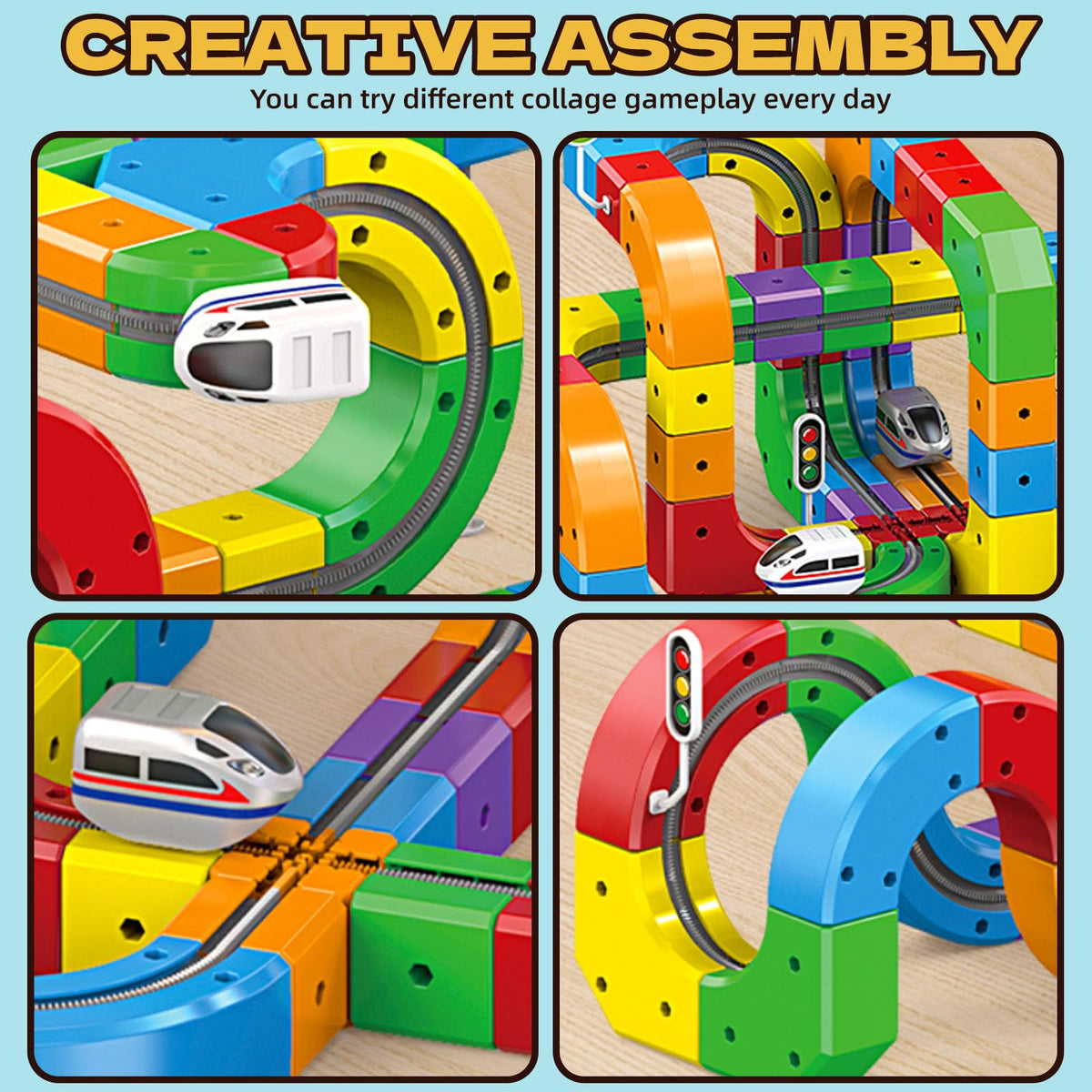 Electric Magnetic Train Track Sets,Building Toy Train Track,Magic Cars Sets,Gravity Defying 3D Embedded Layouts & Motorized Car,for 3 4 5 6 7+ Years Old Toddler Boys and Girls Birthday (51PCS-one car)