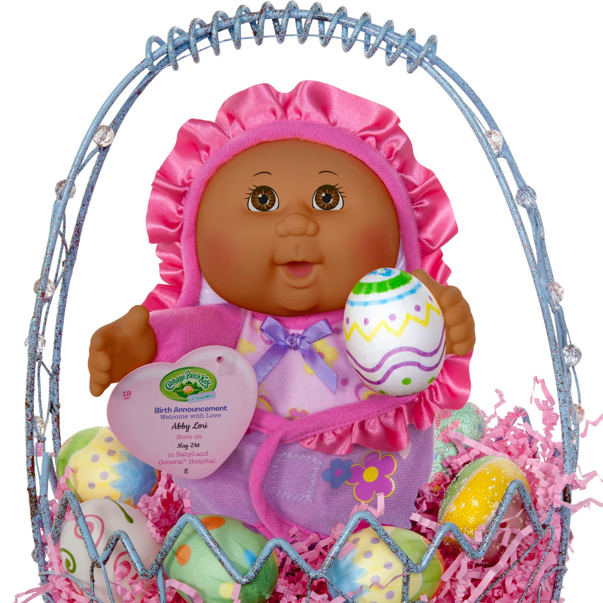 Cabbage Patch Kids Official, Newborn Baby African American Girl Doll - Comes with Swaddle Blanket and Unique Adoption Birth Announcement 9 Inches