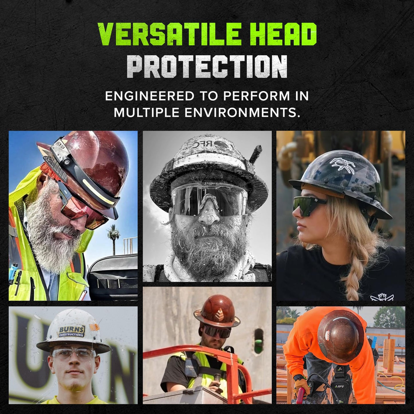 LIFT SAFETY Dax Carbon Fiber Full Brim Hard Hat | Reinforced Shell | All-Day Comfort | Expanded Coverage | Black Camo