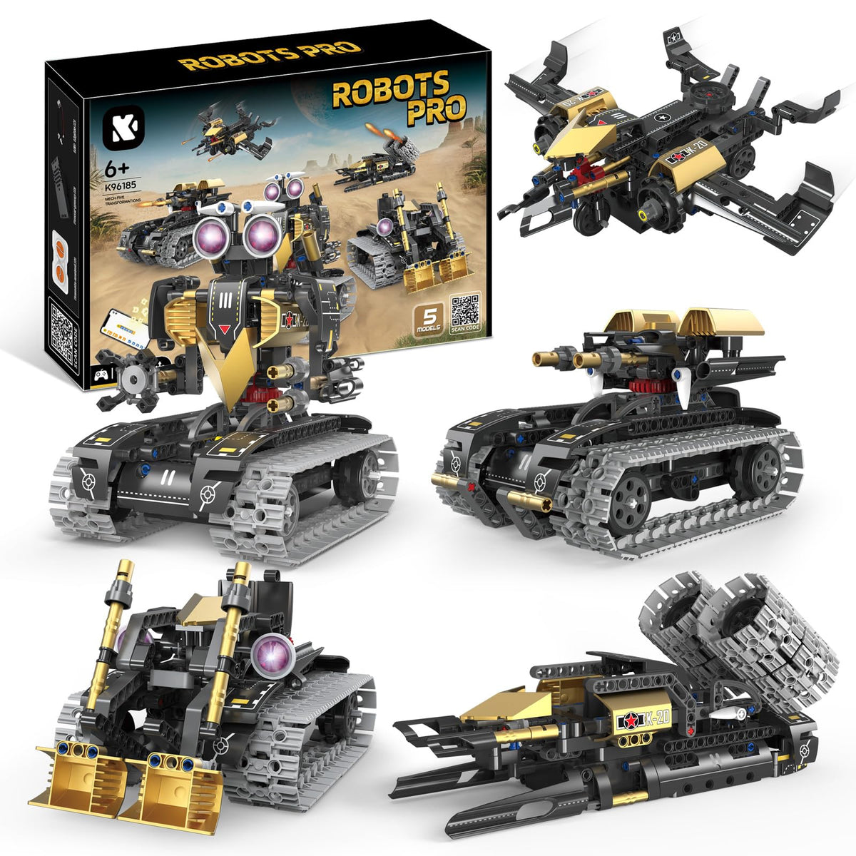 OUTOGO Robot Building Kit with Remote Control, STEM Gifts for Kids Age 8-12, Science Robot Kit Coding Robotics Technic Toy for Boys Girls Birthday Gifts, 5-in-1 Models with 323 Pieces