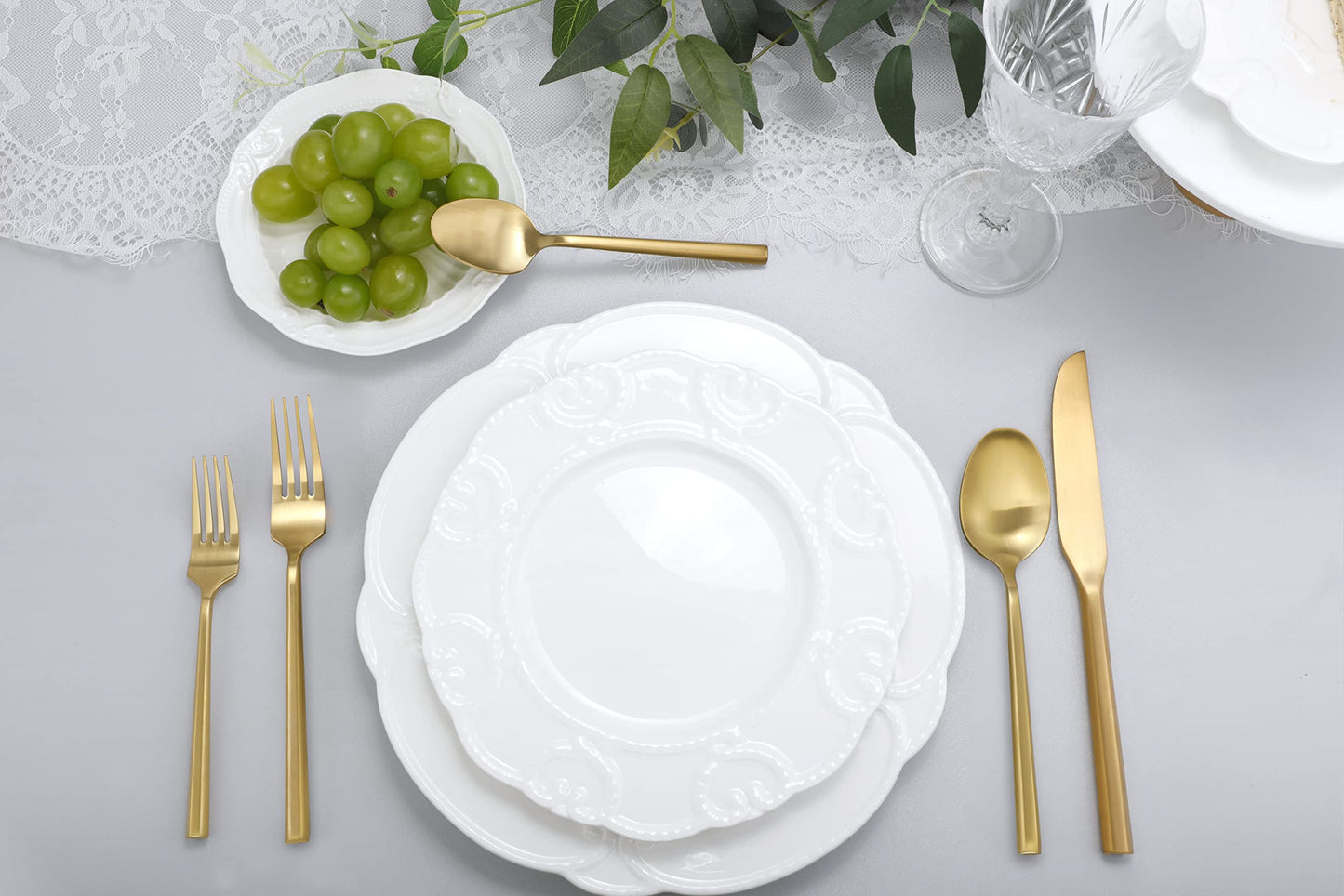 DEACORY Silverware Set Flatware Set Matte Gold Cutlery Set Heavy Hexagon Handle Stainless Steel 60 Pieces Dishwasher Safe Service for 12