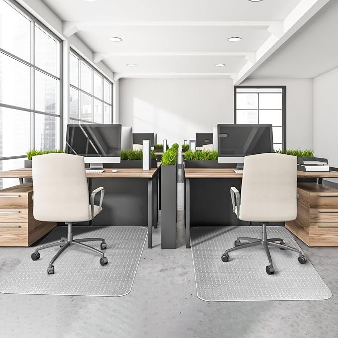 BesWin Office Chair Mat for Carpeted Floors, 44'' x 58'' Large Desk Chair Mat for Low Carpets, Premium Quality Hard Carpet Protector for Work, Home, Gaming, Easy Glide and Flat Without Curling