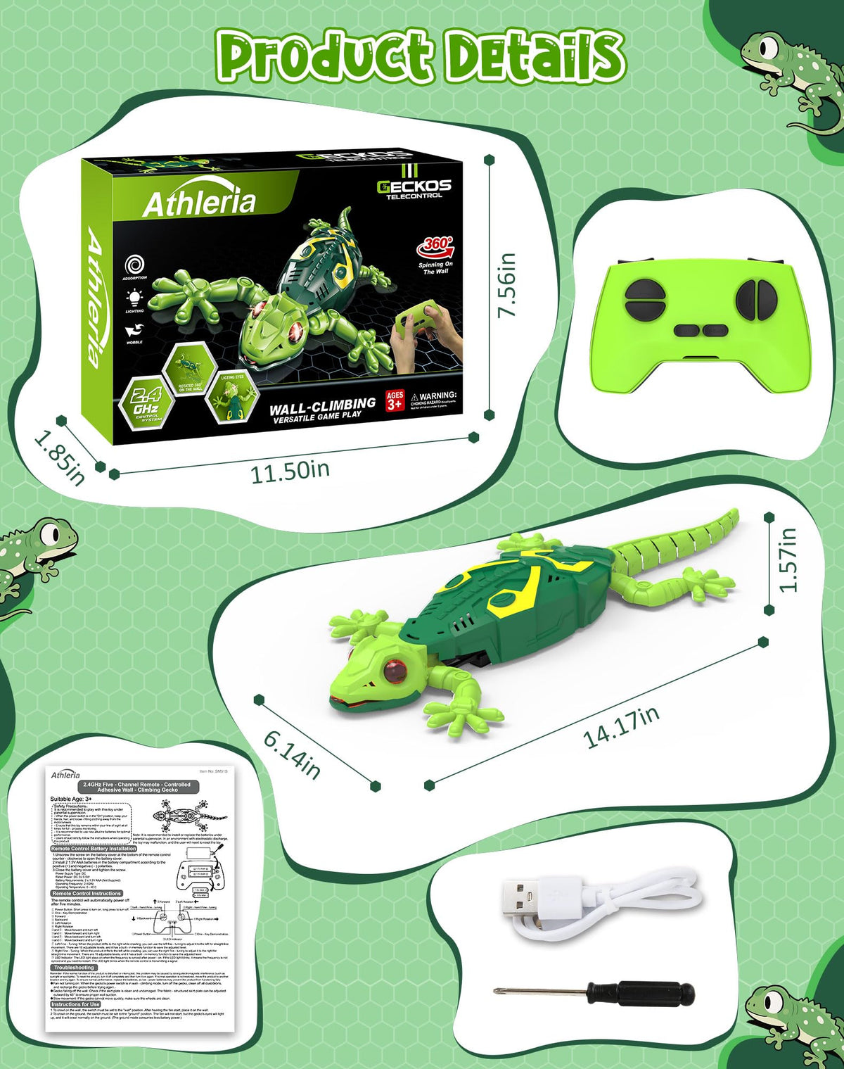 Wall Climbing Lizard,Wall Crawler Gecko,Remote Control Car Robot for Kids,Floor Ceiling Crawling Electric Lizard,Cool Prank Toy,Christmas Birthday Gifts for 3 4 5 6 7 8 9 10+ Year Old Boys Girls Teens