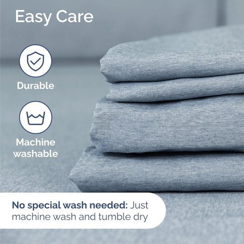 Cal King Size 4 Piece Sheet Set - Hotel Luxury Cooling Bedding - Breathable & Wrinkle-Free - Blue