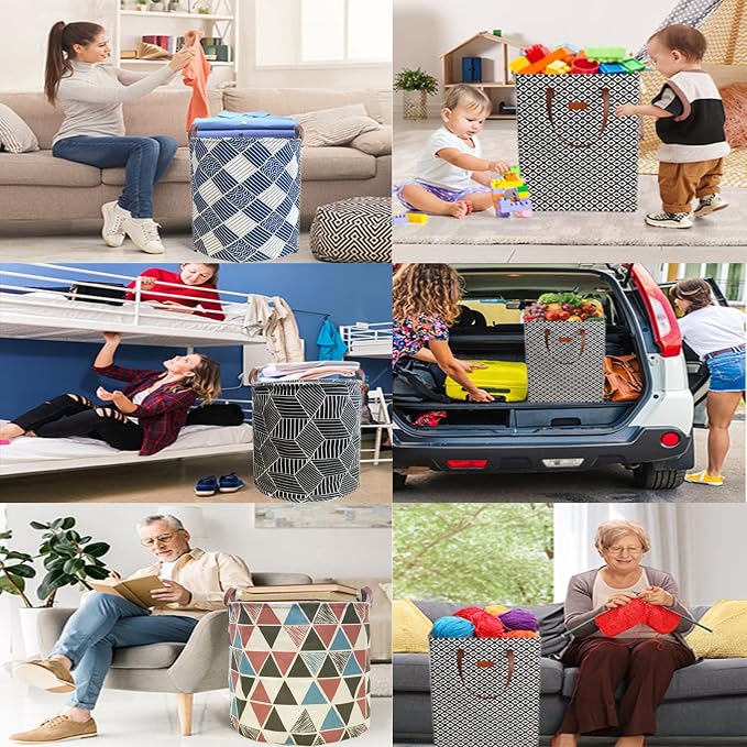 Waterproof Laundry Hamper Collapsible Laundry Basket Leather Handle Laundry Bag Large Clothes Storage Toy Organization for Bathroom Bedroom Laundryroom College Dorms (92-Satisfied laundry hampers)