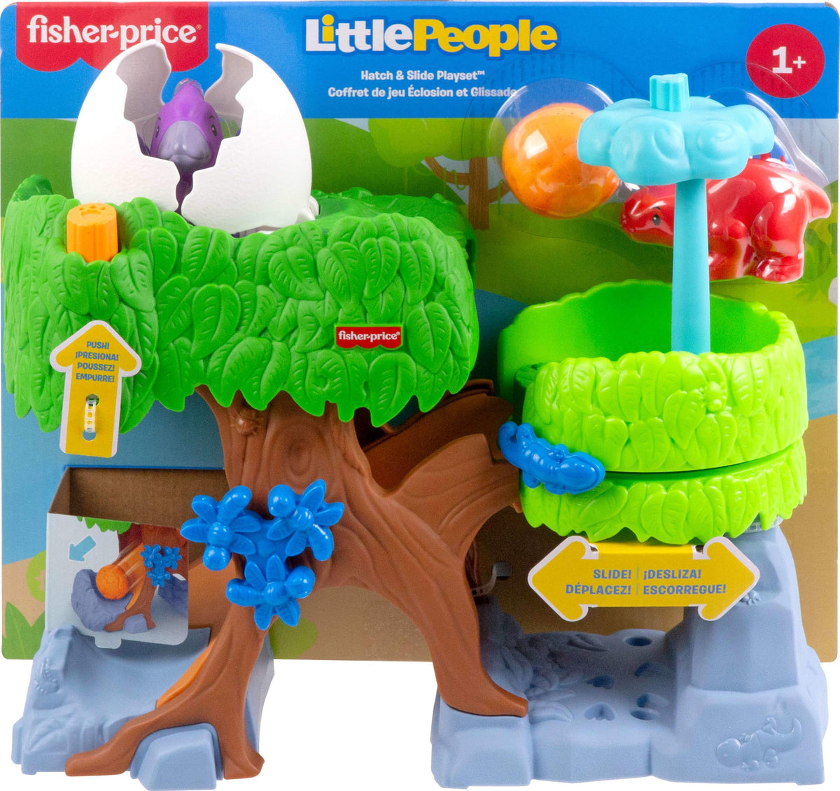 Fisher-Price Little People Toddler Toy Dinosaur Hatch & Slide Playset with 2 Figures for Preschool Pretend Play Kids Ages 1+ Years