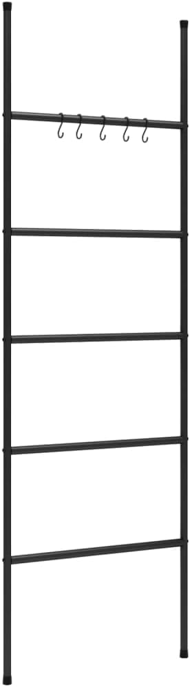 vidaXL Towel Rack Ladder with 5 Tiers Black 22.8x68.9 Iron