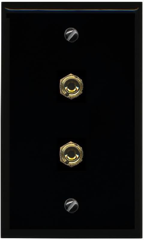 2 1 RiteAV Banana Speaker Surround Female Coupler Binding Post Wall Plate - Flat Style [Black/Black]