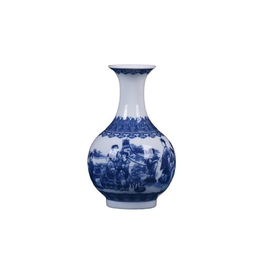 Blue and White Chinese Ceramic Vase, Handcrafted Porcelain Art Vase for Flower Arrangements, Home Decor Ornament(Type C)
