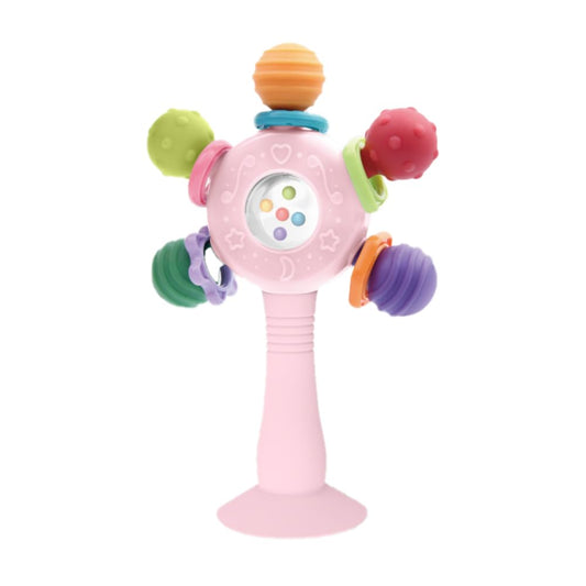 Baby Teether Toys for Babies 0 3 6 9 12 18 Months,Baby Rattle Toys,Baby Sensory Toy for 0-6 6-12 Months, Montessori Early Education,Manhattan Ball,Grasp Training Toy,Suction Cup Toys(Pink)