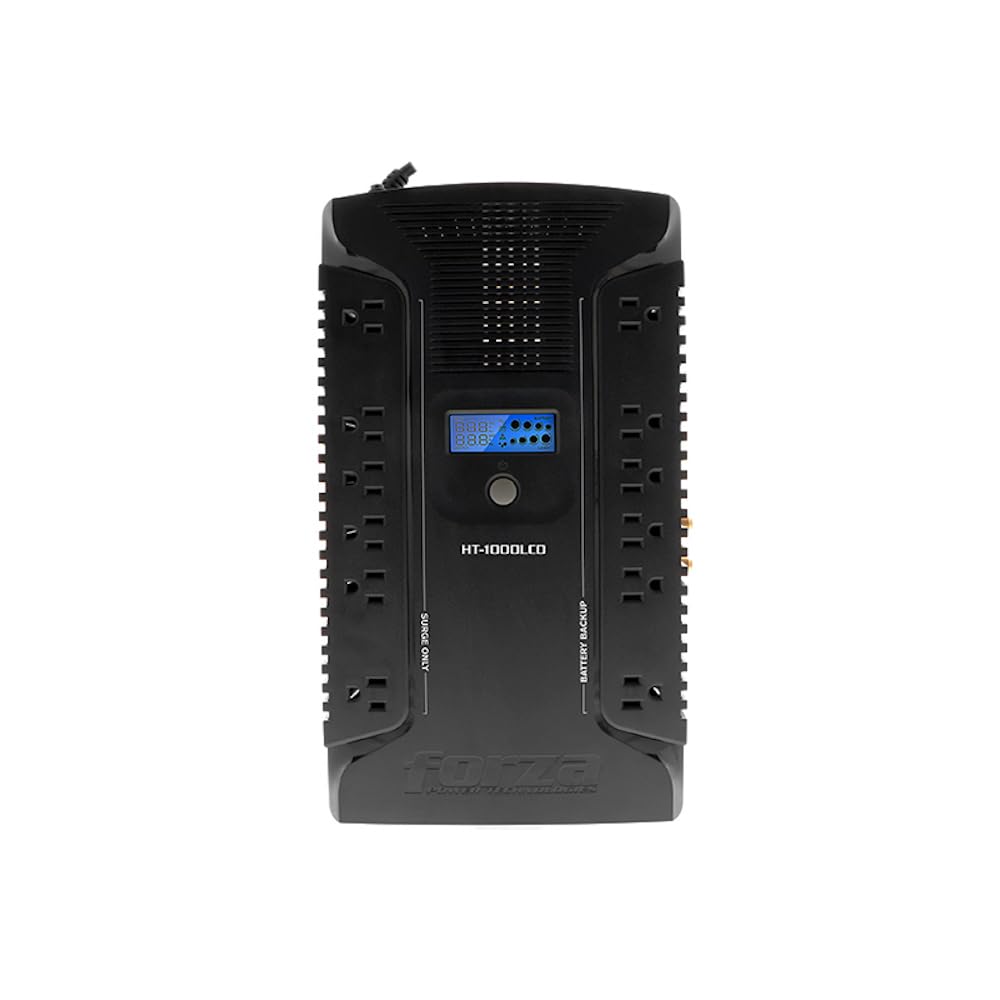 Forza UPS 1000VA/600W Line Interactive Uninterrupted Battery Backup Supply, 12 Outlets, AVR, LCD Screen, USB, Coaxial, 3 Year Warranty 120V (HT-1000LCD) | UPS interactiva