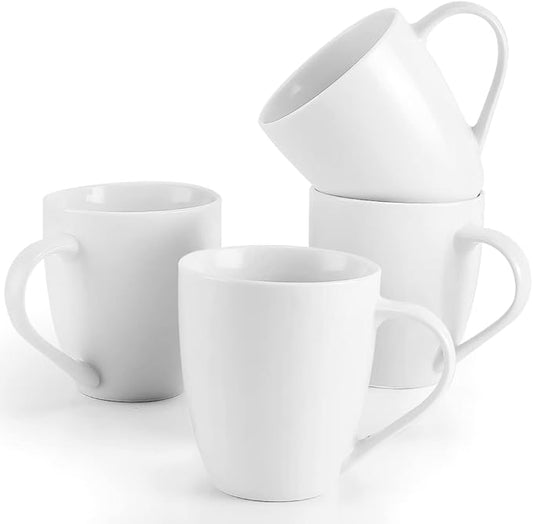 Mfacoy White Coffee Mugs Set of 4, 16 Ounce Mug with Handles, Ceramic Coffee Cups, Porcelain Mugs Sets, Large Coffee Mugs for Coffee, Tea, Hot Cocoa, Milk, Microwave and Dishwasher Safe