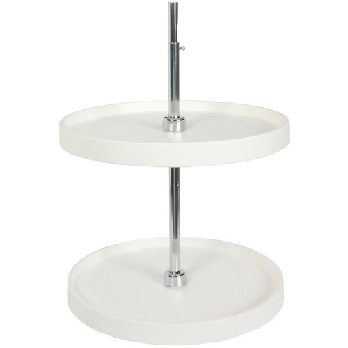 Knape & Vogt Plastic Lazy Susan Organizer, 2-Tier Lazy Susan for Cabinet, Full-Round 20-Inch Polymer Spice Turntable, White