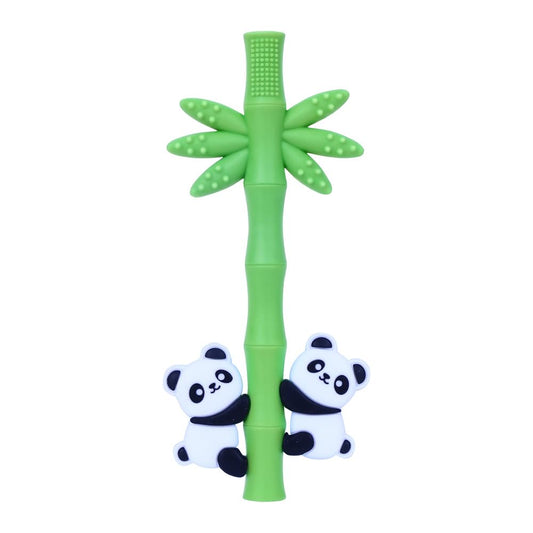Baby Teether Toy Panda Shape Silicone Teething Toys for Babies 0-24 Months, Chew Toys for Infants Teething Relief, Hollow Tube Toothbrush Head for Gum Massage and Self-Brushing Training, Easy to Grip