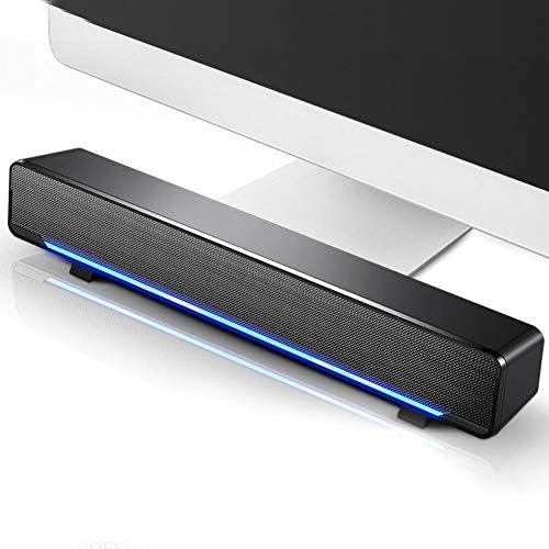 Bewinner 3.5mm MP3 MP4, USB Wired Soundbar, Stereo Soundbar Music Player Bass Surround Sound Box for Desktop Laptop TV