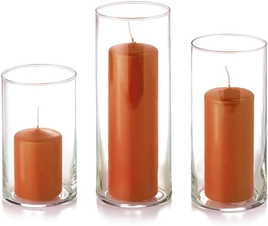 yummi Set of 12 Slim Pillars and Cylinder Vases - Sienna