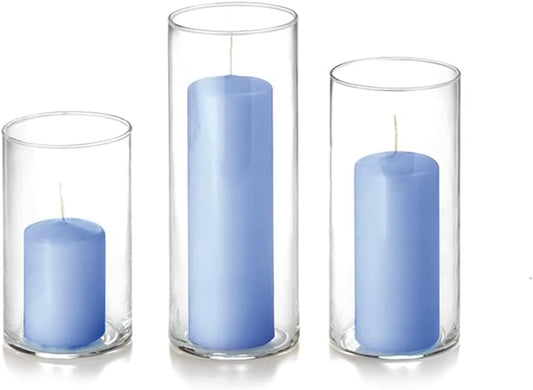 yummi Set of 12 Slim Pillars and Cylinder Vases - Periwinkle Blue