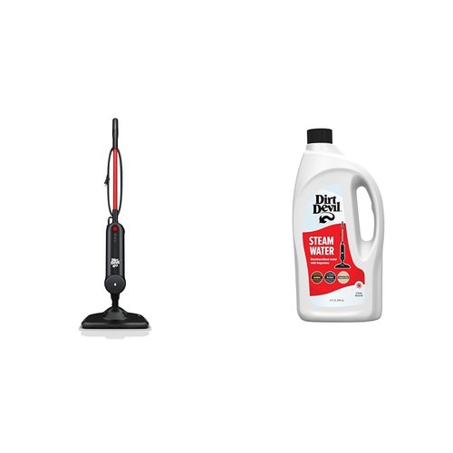 Dirt Devil Steam Mop, Cleaner For Sealed Hard Floors, WD20000, Black + 32 oz Steam Water, For Sealed Hard Surfaces, Demineralized Scented Water, AD31401