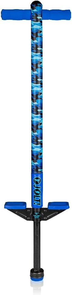 Flybar Pogo Stick for Kids, 40 to 80 Pounds, Perfect for Beginners, Easy Grip Foam Handles, Anti-Slip Foot Pegs, Outdoor Toys for Boys, Jumper Toys for Girls, Outside Toys for Kids (Jolt, Blue Camo)