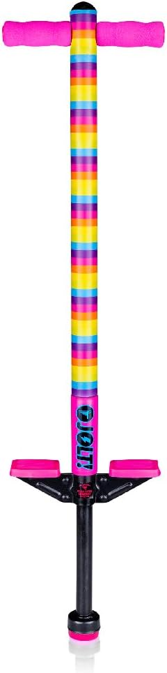 Flybar Pogo Stick for Kids, 40 to 80 Pounds, Perfect for Beginners, Easy Grip Foam Handles, Anti-Slip Foot Pegs, Outdoor Toys for Boys, Jumper Toys for Girls, Outside Toys for Kids (Jolt, Rainbow)