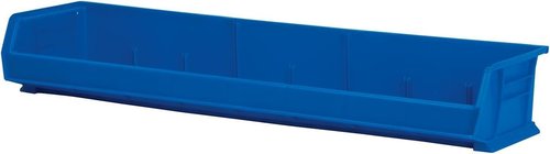 Akro-Mils Plastic Storage Bins - Durable Hanging & Stacking Containers | Blue, 9" x 33" x 5" (4-Pack)