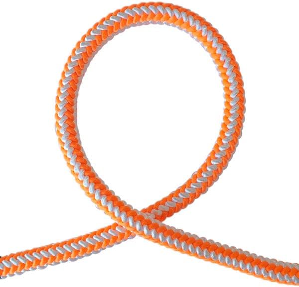 Pelican Rope 16-Strand Arborist Rope, 1/2 in (12.7 mm), 5400 lbs MBS, Static Climbing Rope, Rescue Operations, High Visibility, 150 ft, Tight Spliced Eye, Orange/White