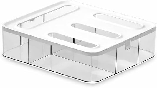 Storage Bag Organizer for Kitchen Drawer – 4 in 1 Plastic Baggie Organizer with Labels | Fits Gallon, Quart, Sandwich & Snack Bags | Ziplock Food Storage Bag Holder | Wall Mount or Drawer Use (White)
