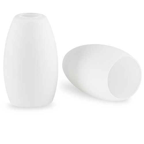 Kira Home Coast 7" Set of 2 Frosted Glass Shades, Satin White Oval Replacement Glass Globes, 1-5/8" Fitter Opening for Threaded Medium Base Socket, 7.5" x 4.5"