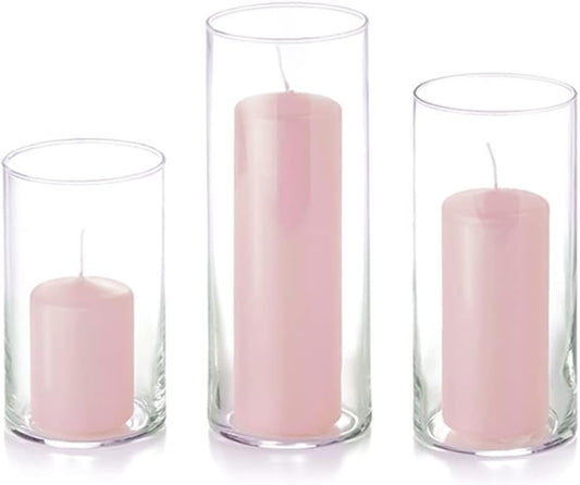 yummi Set of 36 Slim Pillars and Cylinder Vases - Blush