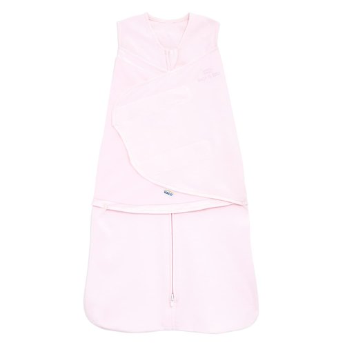 HALO 100% Cotton Sleepsack Swaddle - 3-Way Adjustable Wearable Blanket, Soft Pink, Small (3-6 Months)